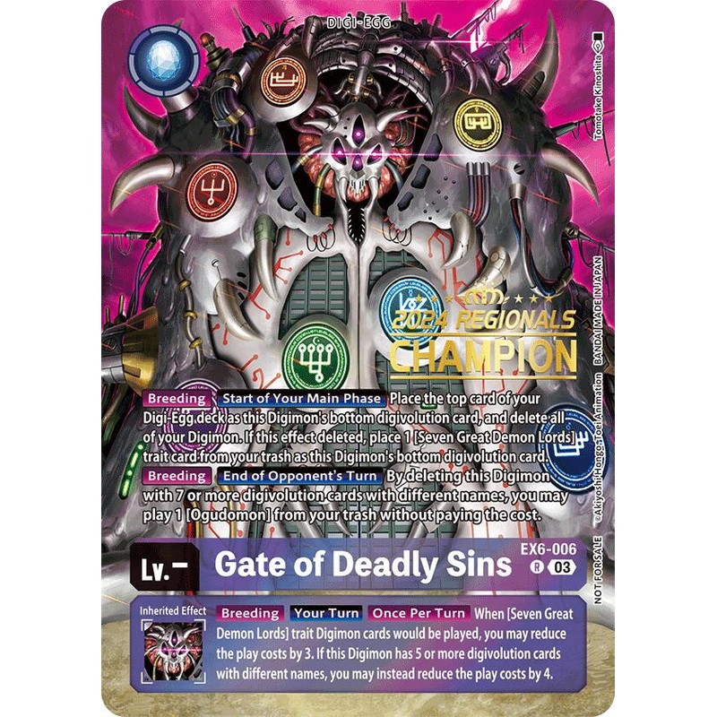 Gate of Deadly Sins [EX6-006] (2024 Regionals Champion) [Infernal Ascension]