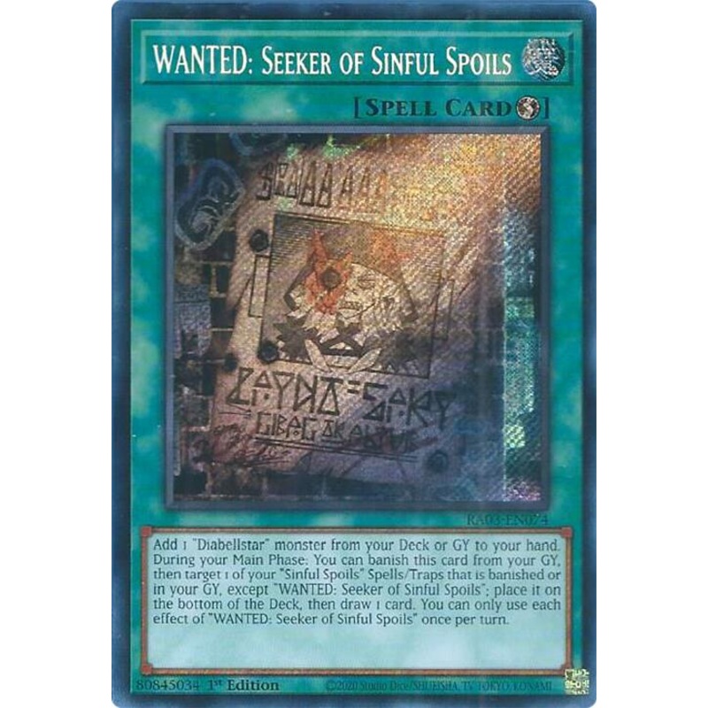 WANTED: Seeker of Sinful Spoils (Secret Rare) [RA03-EN074] Secret Rare