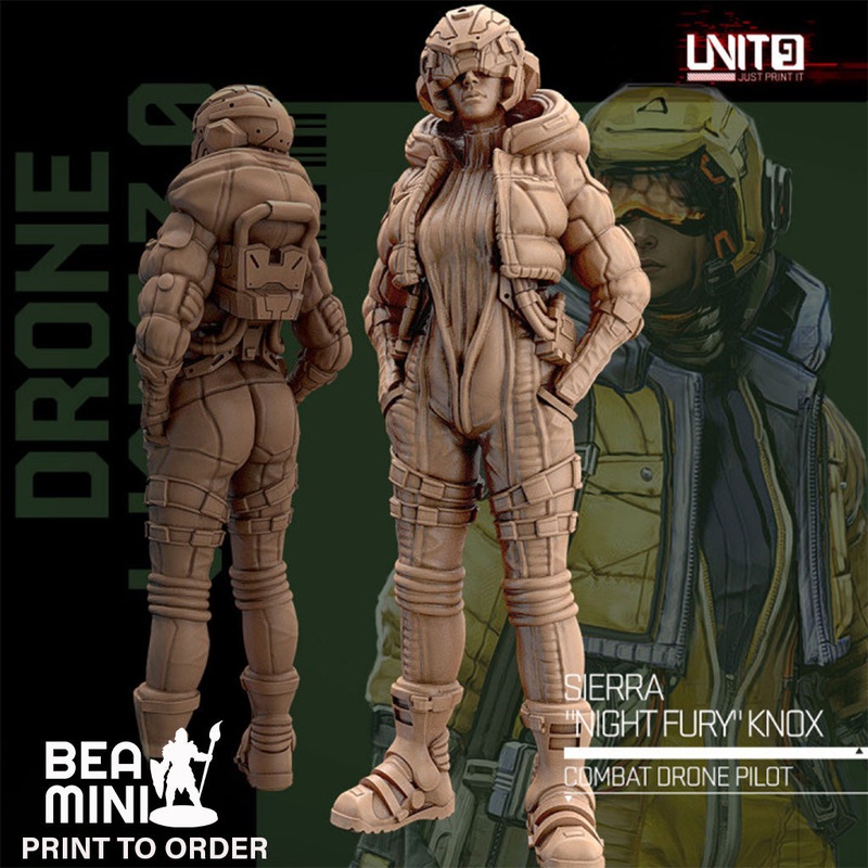 Sierra “Night Fury” Knox – Combat Drone Pilot | BeaMini Print to Order Miniatures