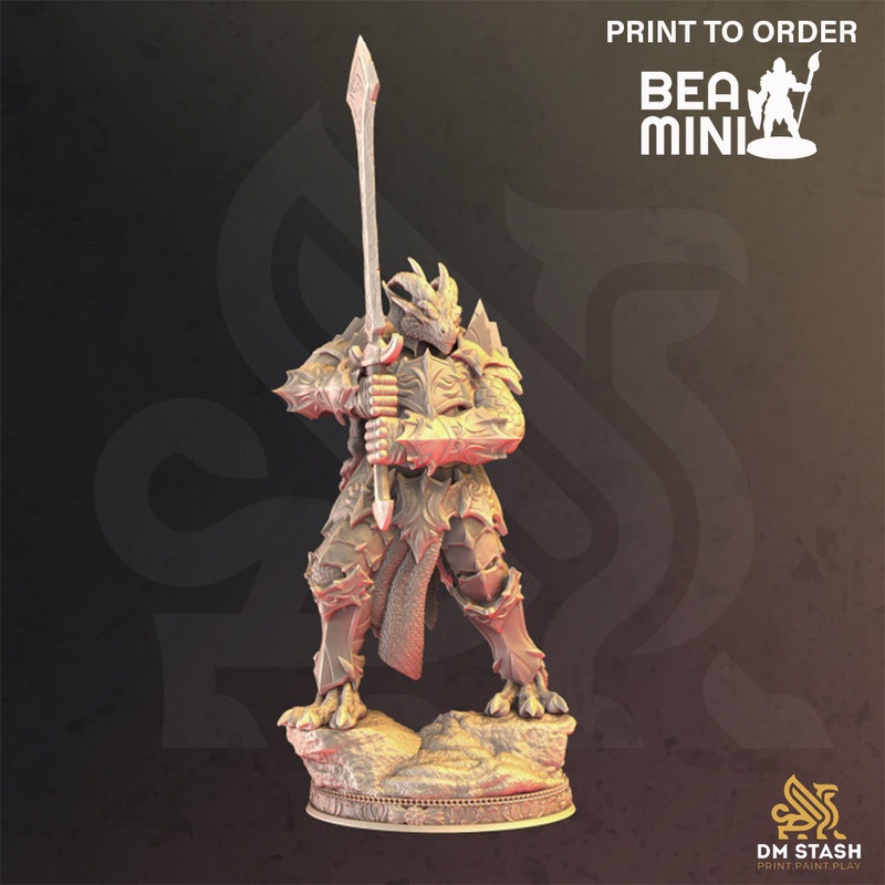 Krimmdar – Dragonborn Paladin | BeaMini Print to Order Miniatures