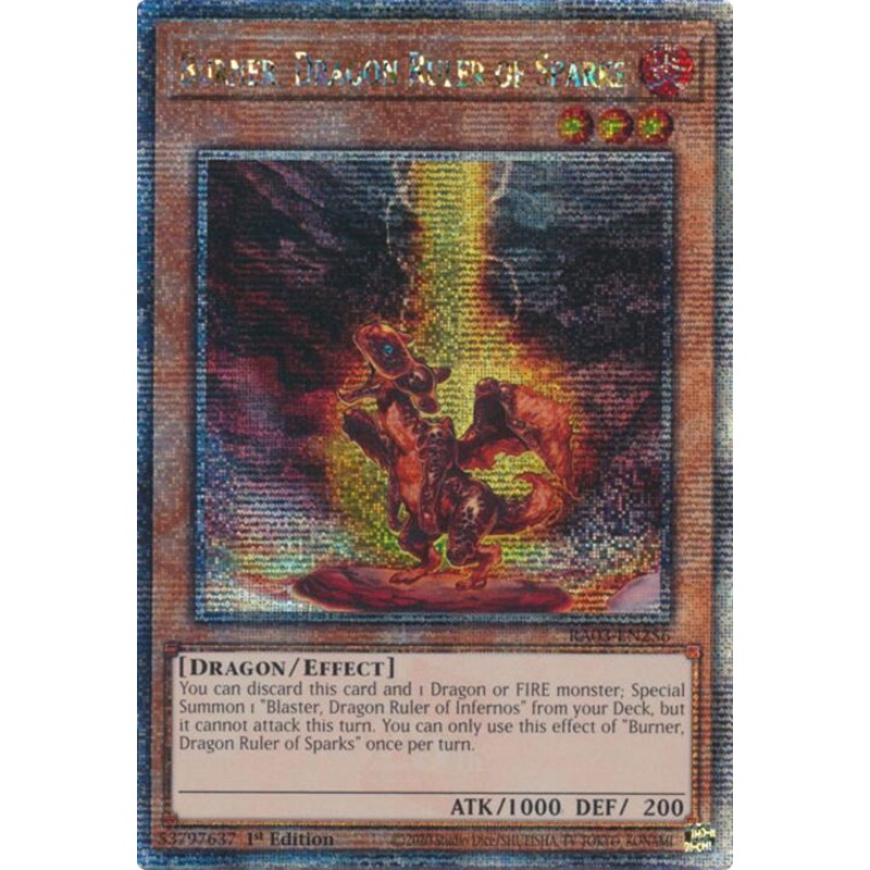 Burner, Dragon Ruler of Sparks (Quarter Century Secret Rare) [RA03-EN256] Quarter Century Secret Rare