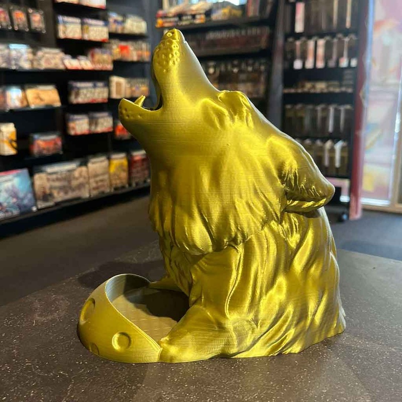 3D Printed Dice Tower – Wolf (Grey/Green)