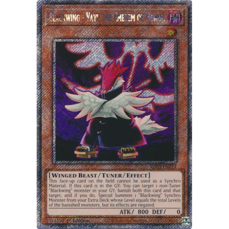 Blackwing – Vayu the Emblem of Honor (Platinum Secret Rare) [RA03-EN224] Platinum Secret Rare