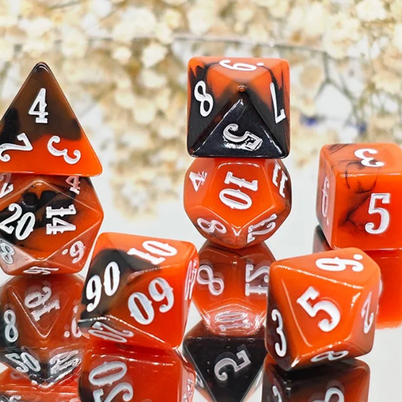 Jack-o’-Lantern – 7 Piece Polyhedral Dice Set + Dice Bag