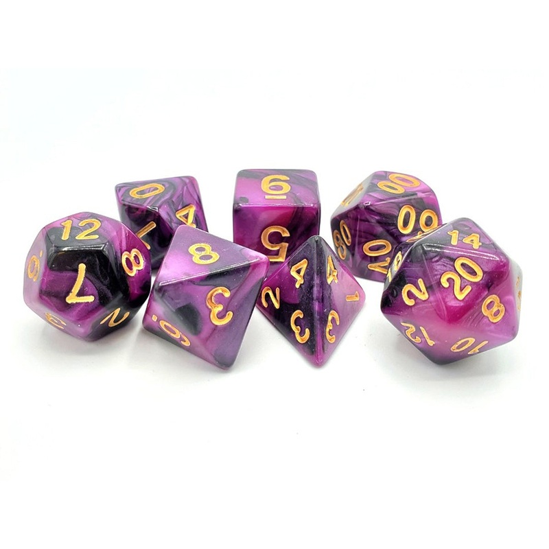 Warlocks Pack – 7 Piece Polyhedral Dice Set + Dice Bag