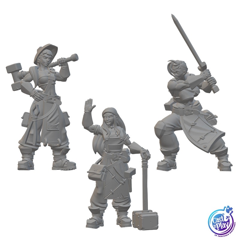 Blacksmith Hammer Sisters | BeaMini Unpainted RPG Miniatures