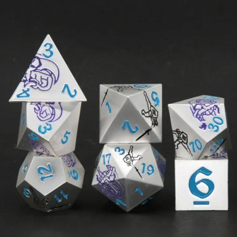 Heroes End Metal Dice – 7 Piece Metal Polyhedral Dice Set