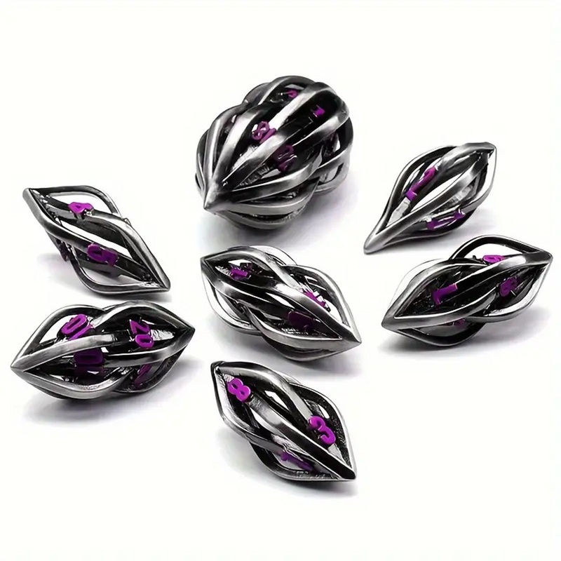 Quenya – 7 Piece Hollow Metal Polyhedral Dice Set