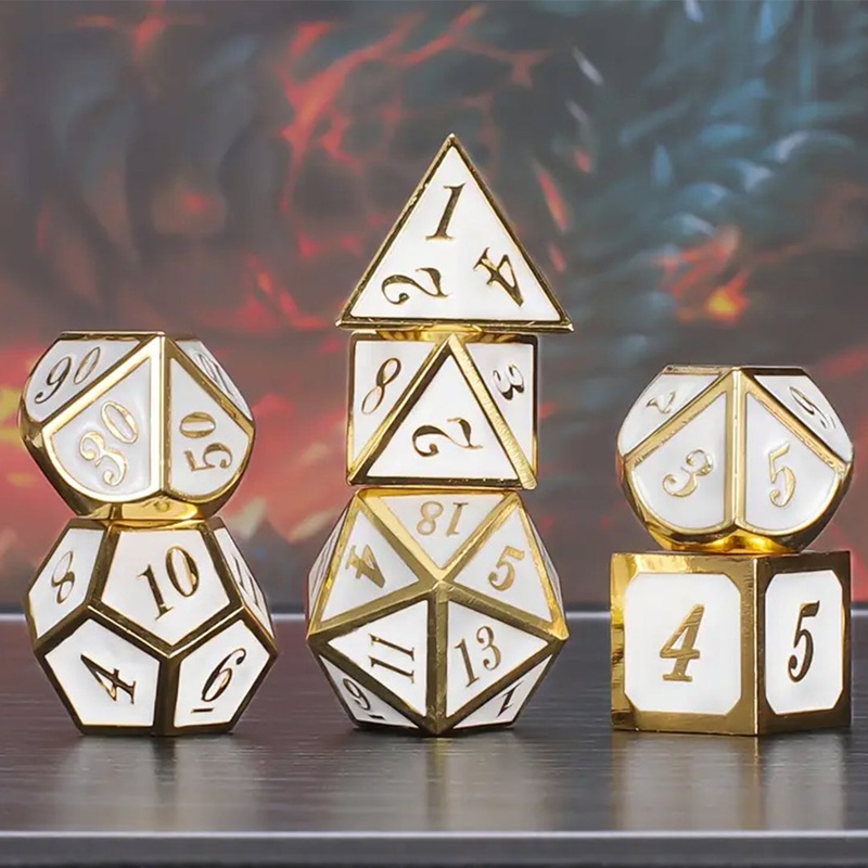 Paladin – 7 Piece Metal Polyhedral Dice Set & Dice Case