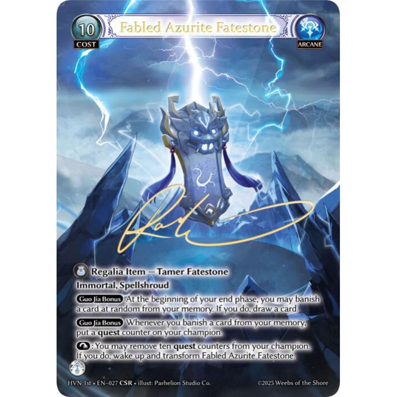 Fabled Azurite Fatestone // Seiryuu, Azure Dragon (CSR) (027) [Abyssal Heaven]