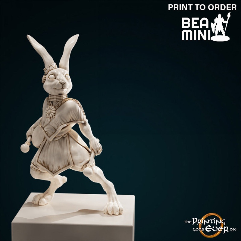 Elacott – Rabbitfolk Bard | BeaMini Print to Order Miniatures
