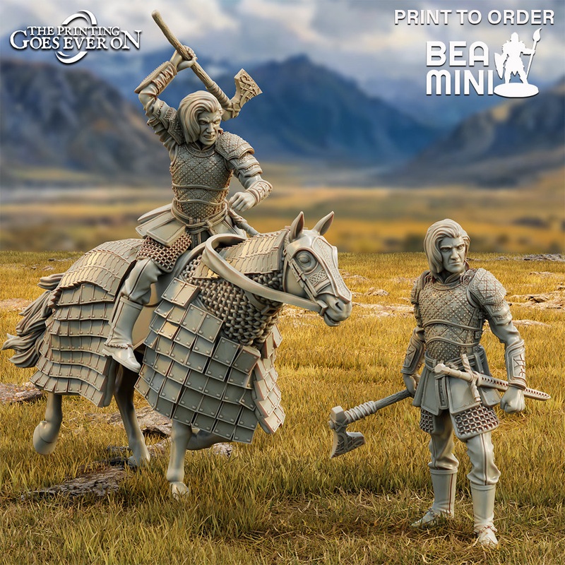Harwin, Human Fighter  On Foot and Mounted | BeaMini Print to Order Miniatures