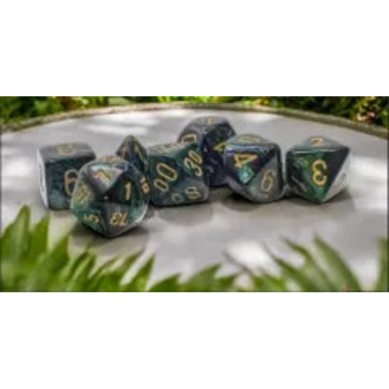 Chessex Mega-Hedral 7 Die Set Scarab Jade/Gold