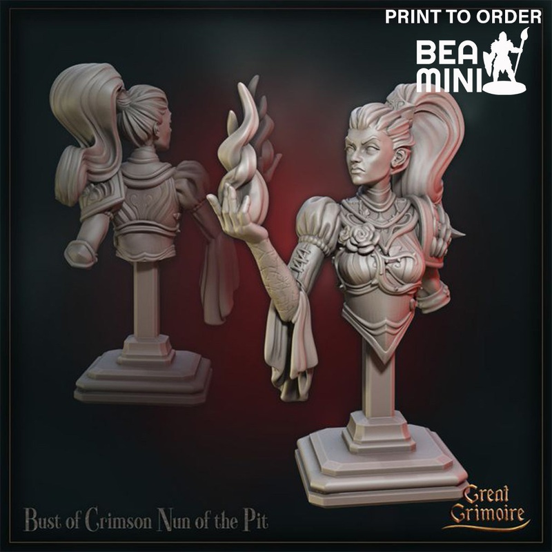 Crimson Nun of the Pit – Bust | BeaMini Print to Order Miniatures