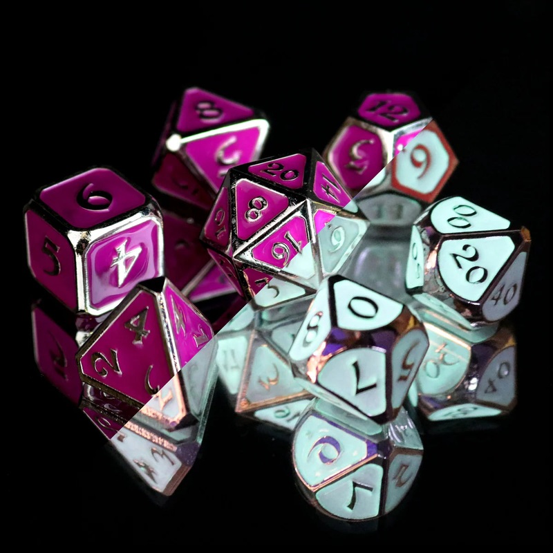 Die Hard Dice 7 Die Metal Dice Set: After Dark Mythica – Neon Haze