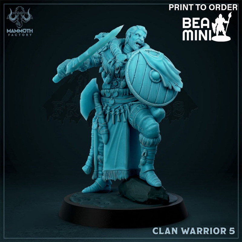 Barbarian Clan Warrior 5 | BeaMini Print to Order Miniatures