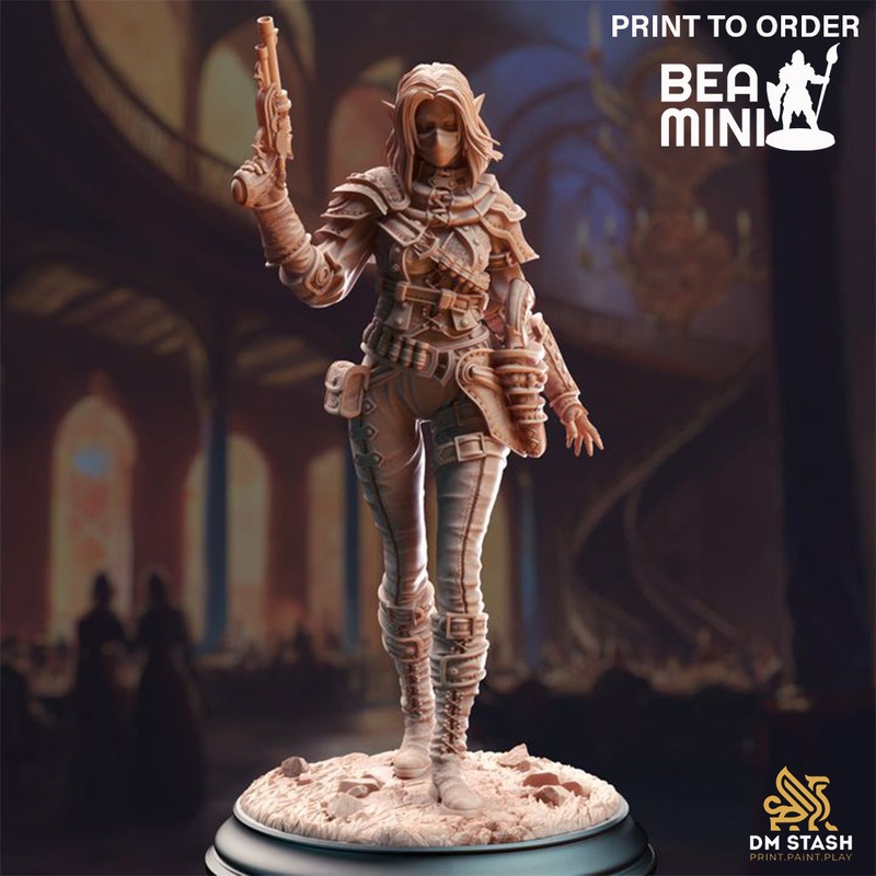 Drow Gunslinger – Lendara Slickshot Varth | BeaMini Print to Order Miniatures