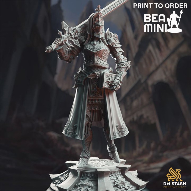 Inquisitor Knight – Johanna Saffron the Pious | BeaMini Print to Order Miniatures