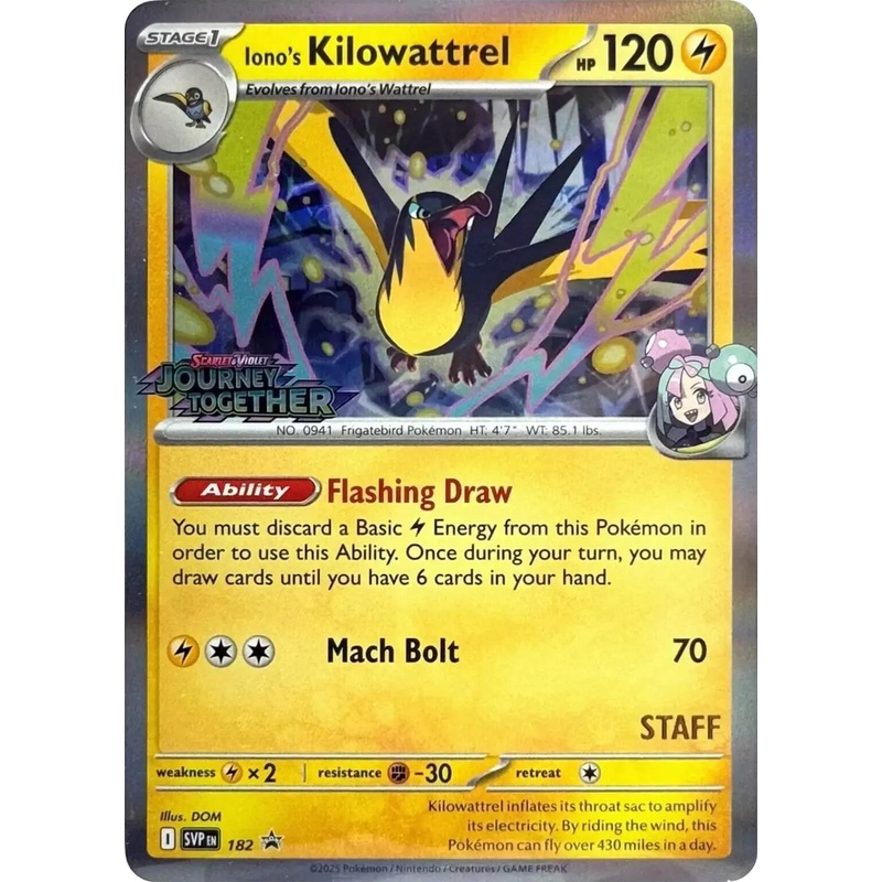 Iono’s Kilowattrel (182) (Prerelease Staff) [Scarlet & Violet: Black Star Promos]