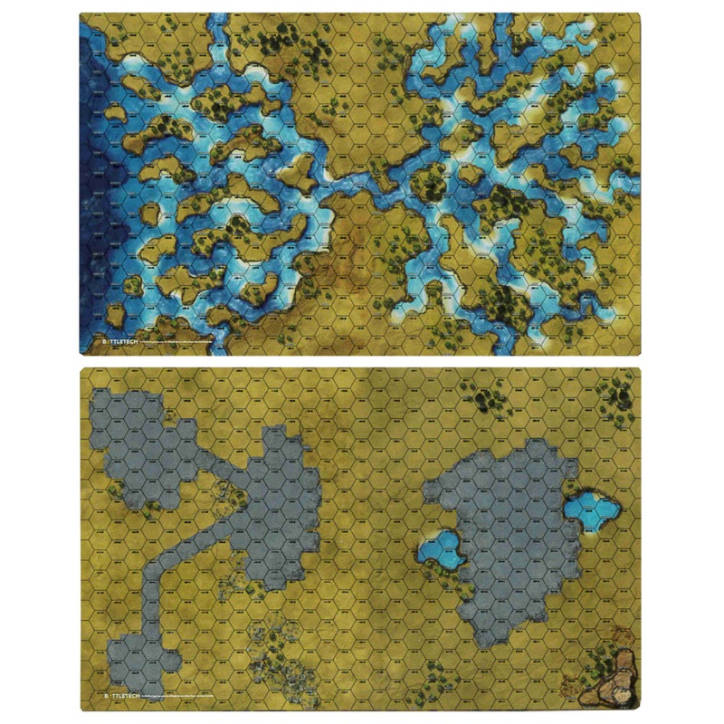 BattleTech – Savannah: River Delta/City Ruins Battlemat