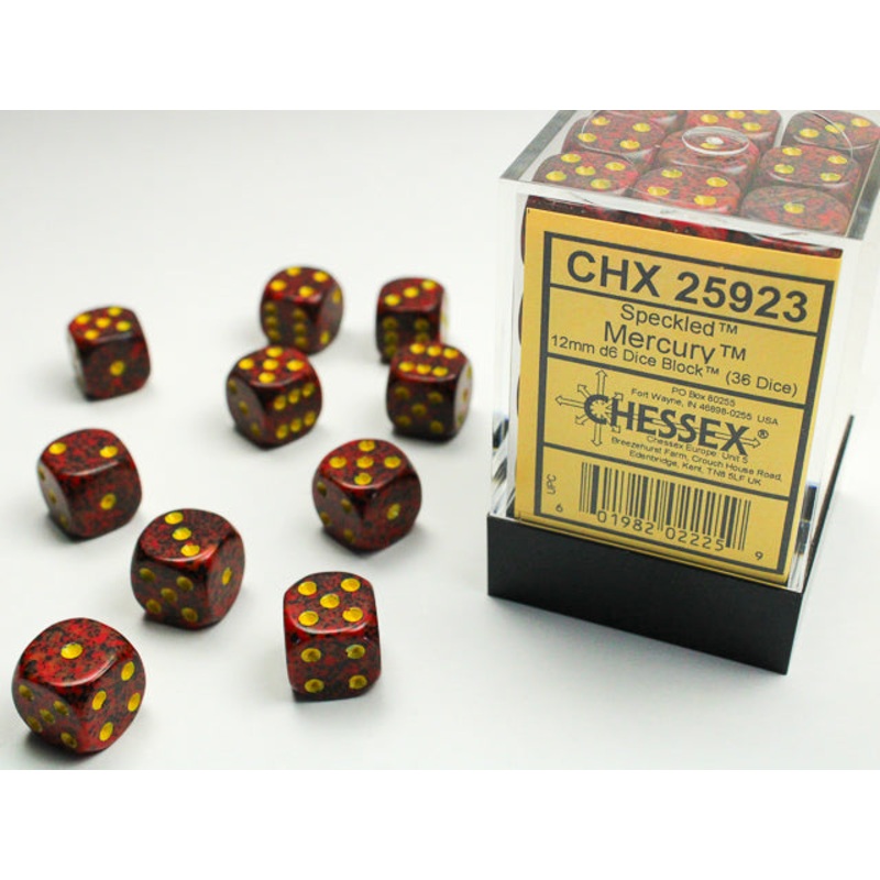 Chessex 12mm d6 Dice Block – Speckled Mercury (36 dice)