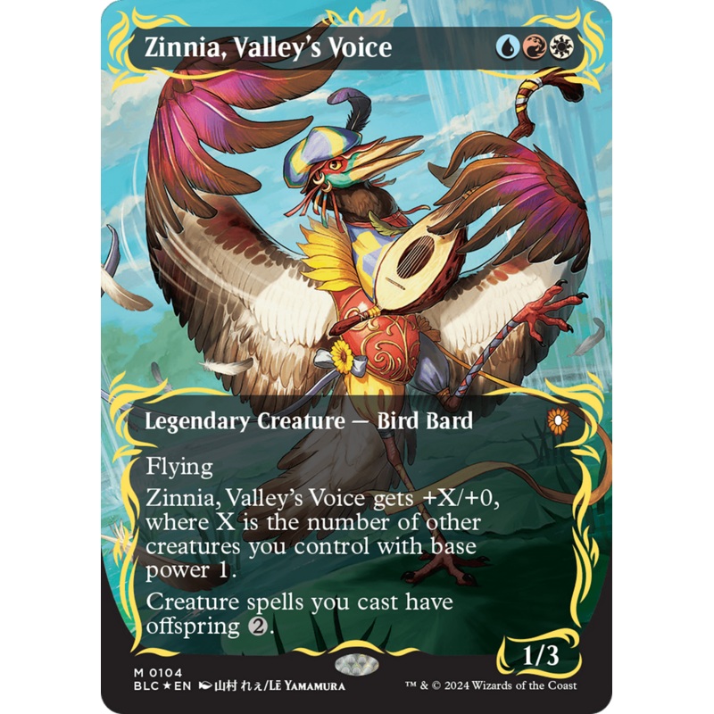Zinnia, Valley’s Voice (Borderless) (Raised Foil) [Bloomburrow Commander]