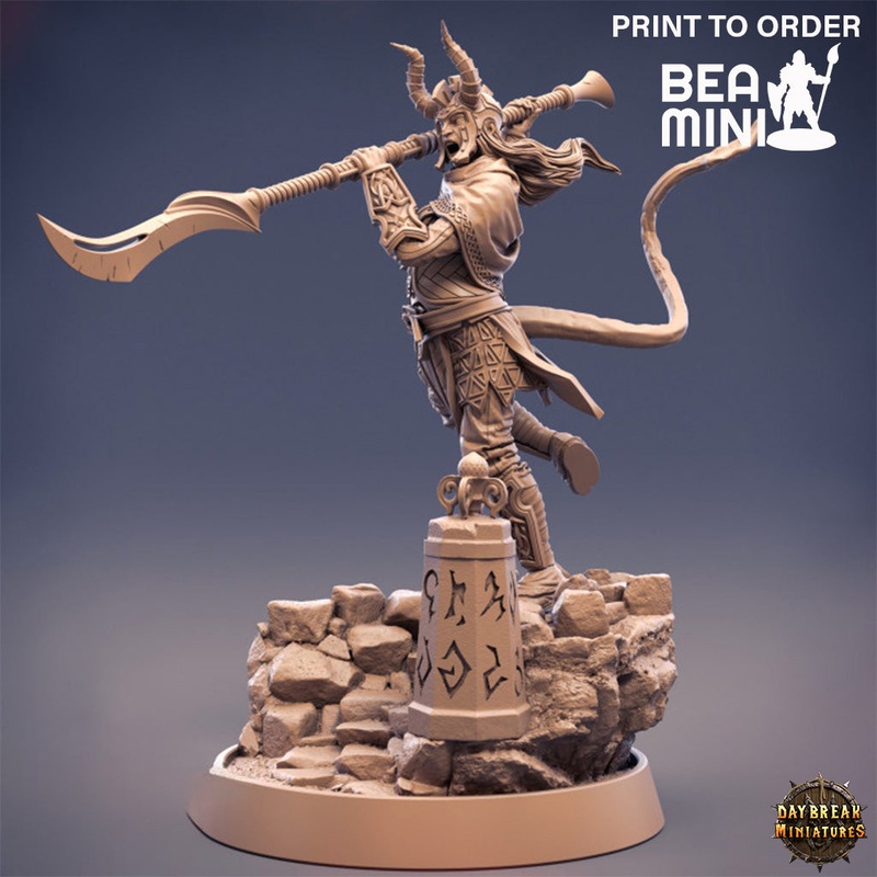 Saanya Shadowlancer, Tiefling Fighter | BeaMini Print to Order Miniatures