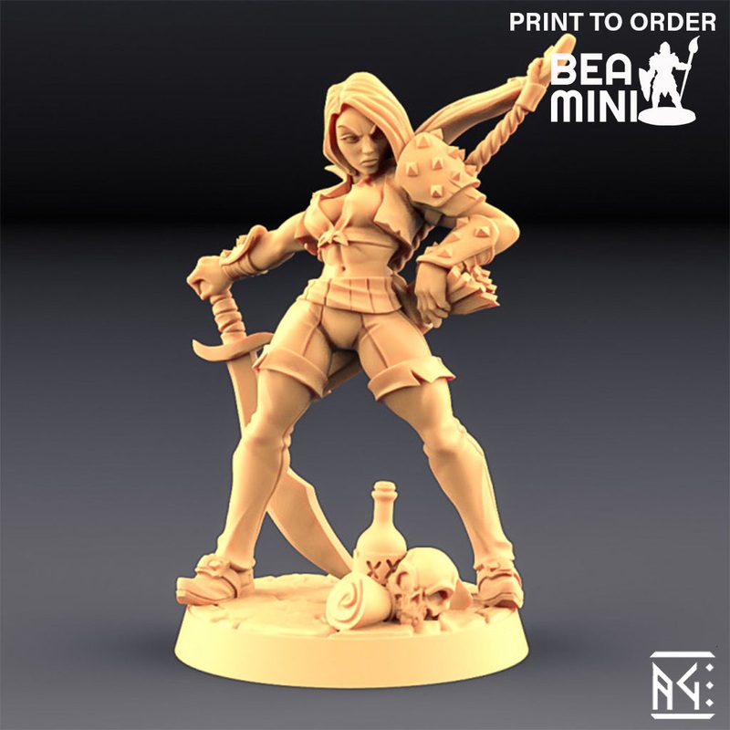 Aline the Bold – Human Rogue | BeaMini Print to Order Miniatures