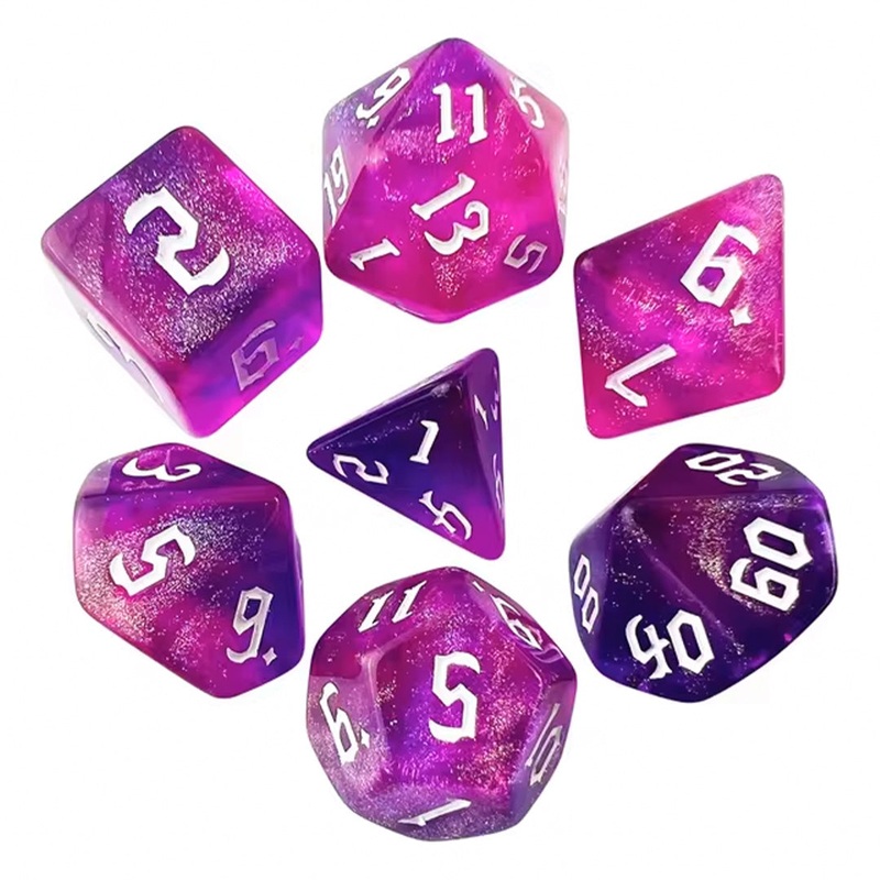 Blossom Valley – 7 Piece Polyhedral Dice Set + Dice Bag