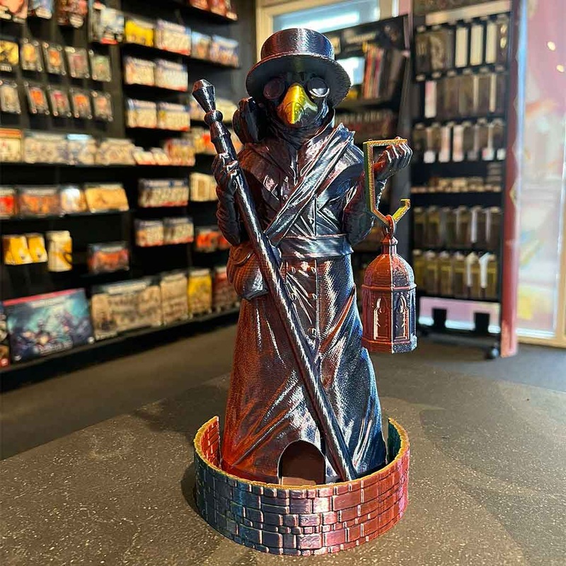 3D Printed Dice Tower – Plague Doctor (Rainbow)