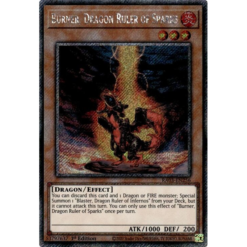 Burner, Dragon Ruler of Sparks (Platinum Secret Rare) [RA03-EN256] Platinum Secret Rare