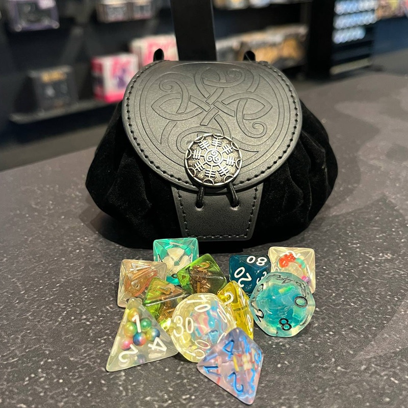 Dark Elf Belt Pouch – 2-in-1 Drawstring Faux Leather Dice Bag & Dice Tray