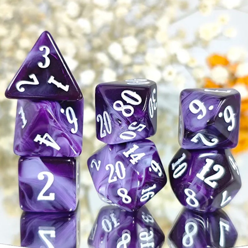 Enchanted Mystic – 7 Piece Polyhedral Dice Set + Dice Bag