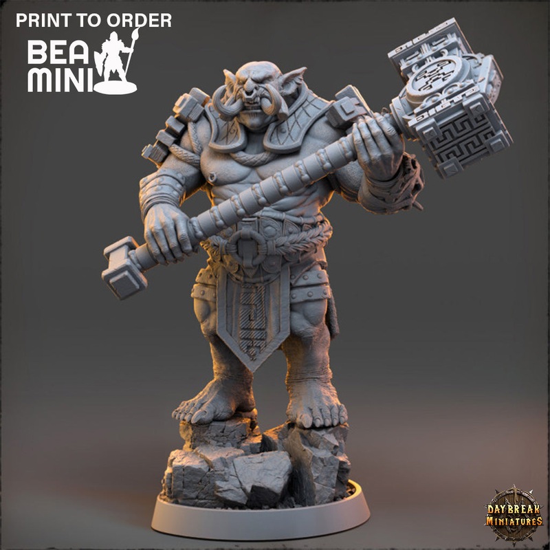Deathbringer Olan Troka – The Mammoth Ogres of Skull Mountain | BeaMini Print to Order Miniatures