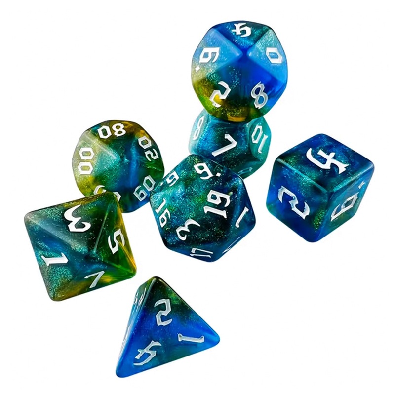 Oceans Harvest – 7 Piece Polyhedral Dice Set + Dice Bag