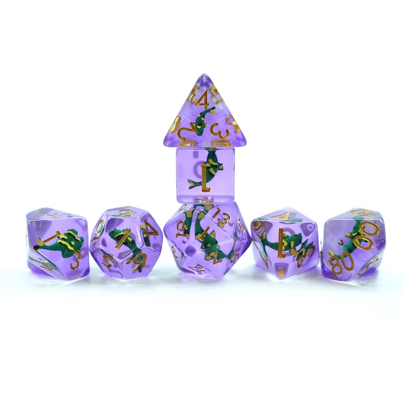 Periwinkle Sea – 7 Piece Polyhedral Dice Set + Dice Bag
