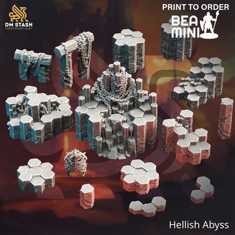 Hellish Abyss – Terrain Set | BeaMini Print to Order Miniatures