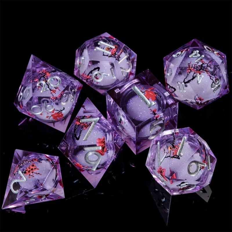 Winter Blossom – Liquid Core Sharp Edge Dice Set