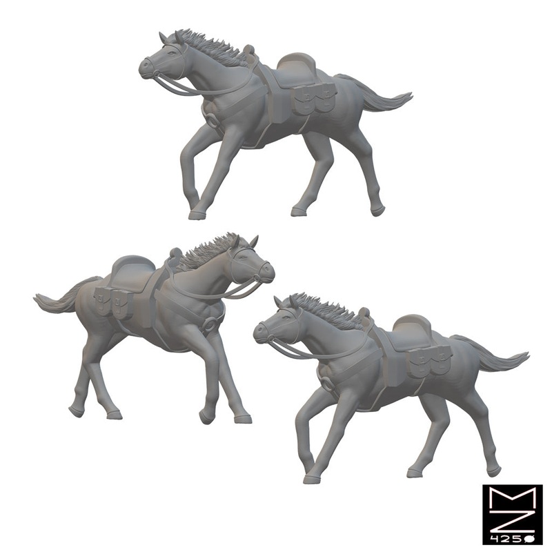 Horses | BeaMini Unpainted RPG Miniatures