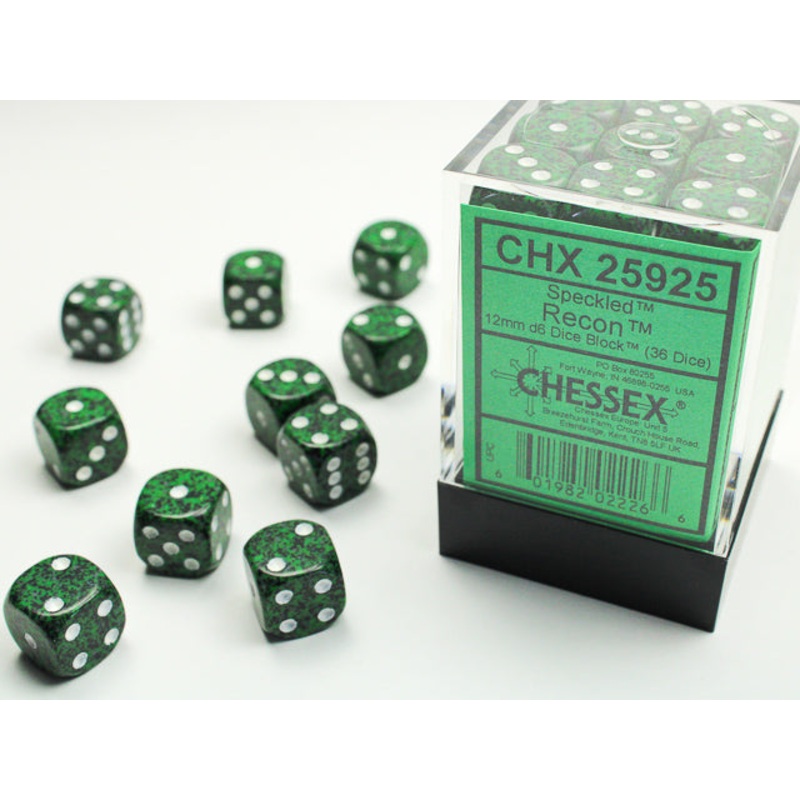 Chessex 12mm d6 Dice Block – Speckled Recon (36 dice)