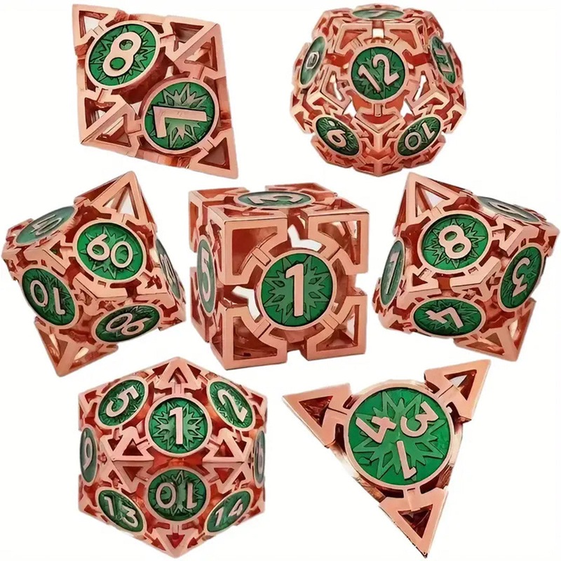 Urza’s Avatar – 7 Piece Hollow Metal Polyhedral Dice Set & Dice Case