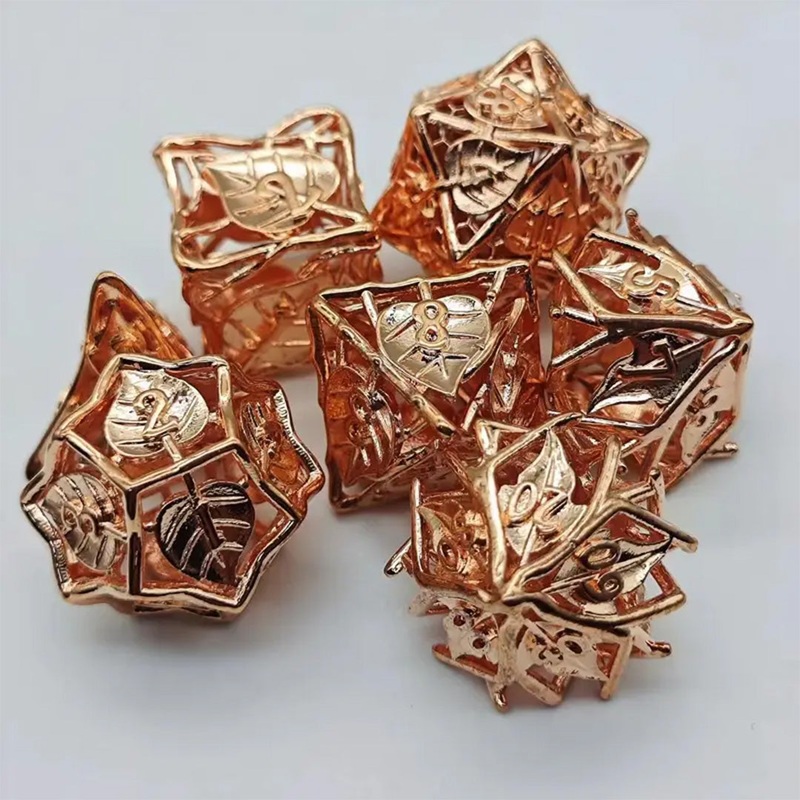 Autumn – 7 Piece Hollow Metal Polyhedral Dice Set & Dice Case