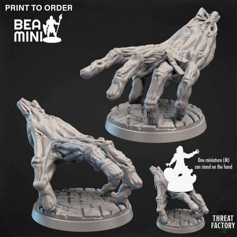 Giant Undead Crawling Hand – Bigby’s Hand | BeaMini Print to Order Miniatures