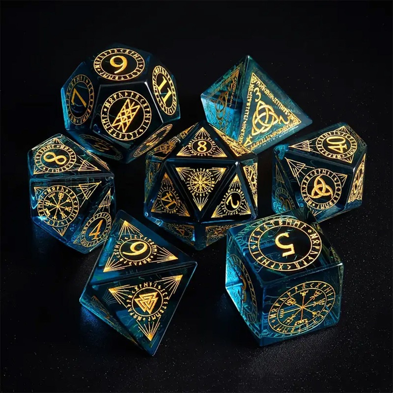Arcane Myths – Handcrafted Glass Dice Set  & Dice Case