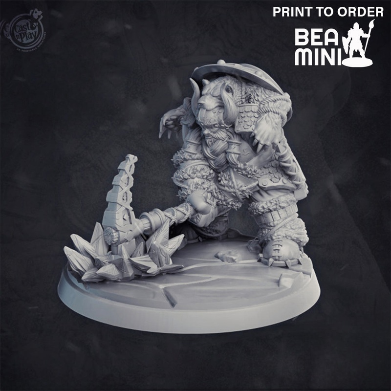 Groznek Goldmace – Dwarven Fighter | BeaMini Print to Order Miniatures