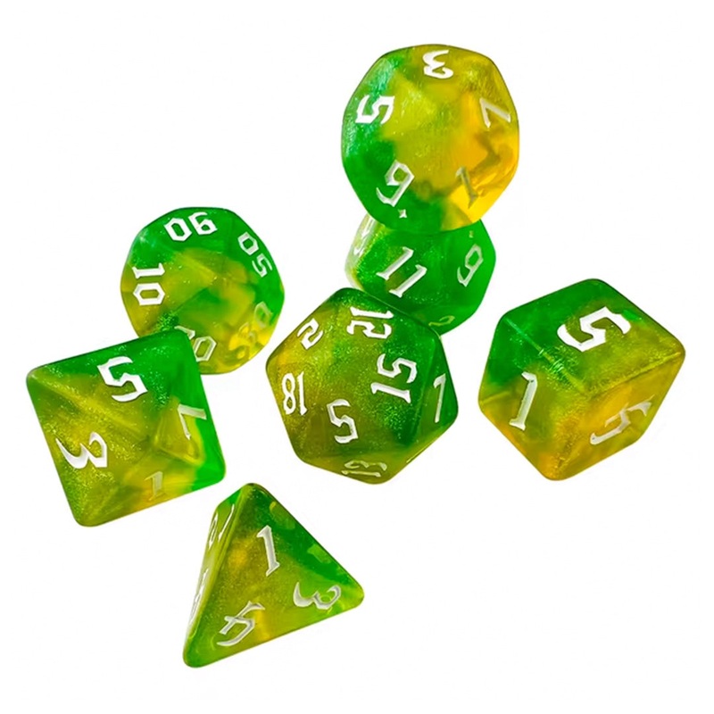 Summer Harvest – 7 Piece Polyhedral Dice Set + Dice Bag