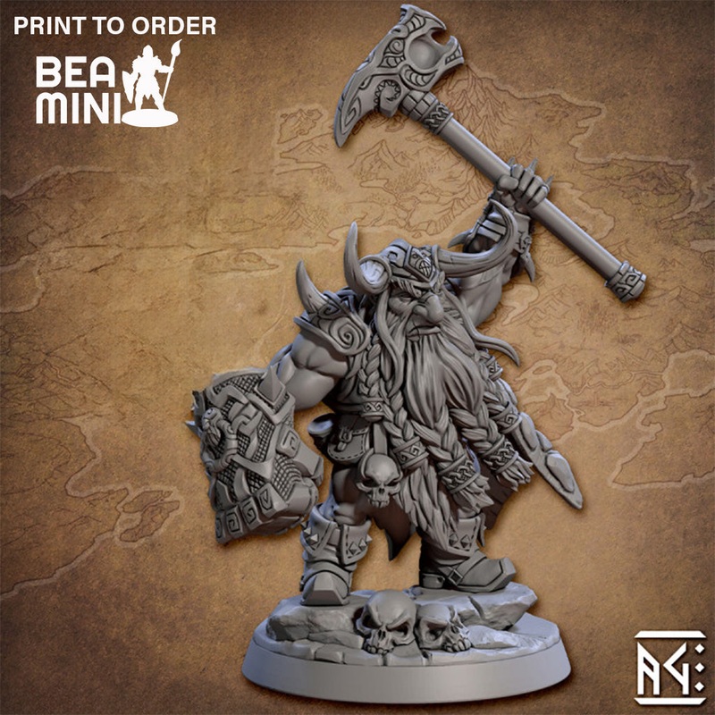 Durnir  Berserker Lord | BeaMini Print to Order Miniatures