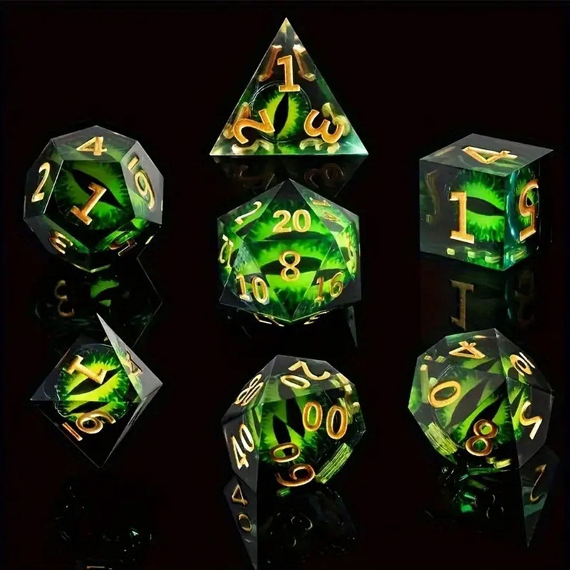 Emerald Dragon – Handcrafted Sharp Edge Dice Set