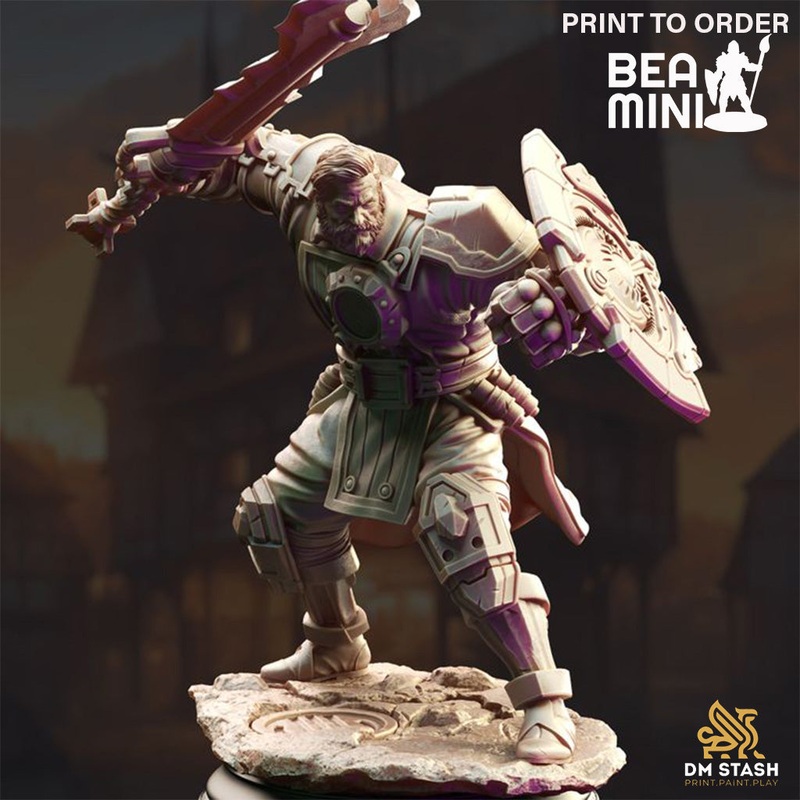 Human Artificer Enforcer – Brandyn Broadoak | BeaMini Print to Order Miniatures