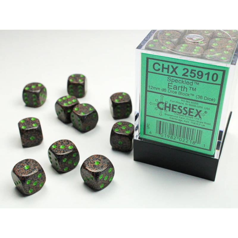 Chessex 12mm d6 Dice Block – Speckled Earth (36 dice)